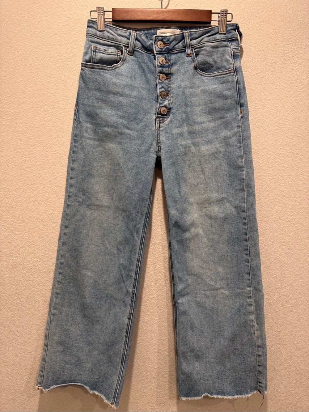 TNR High-Rise Wide-Leg Button-Fly Jeans — Light Blue